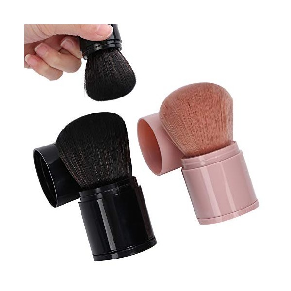 Powder Blush - Lot de 2 pinceaux professionnels rétractables pour le visage