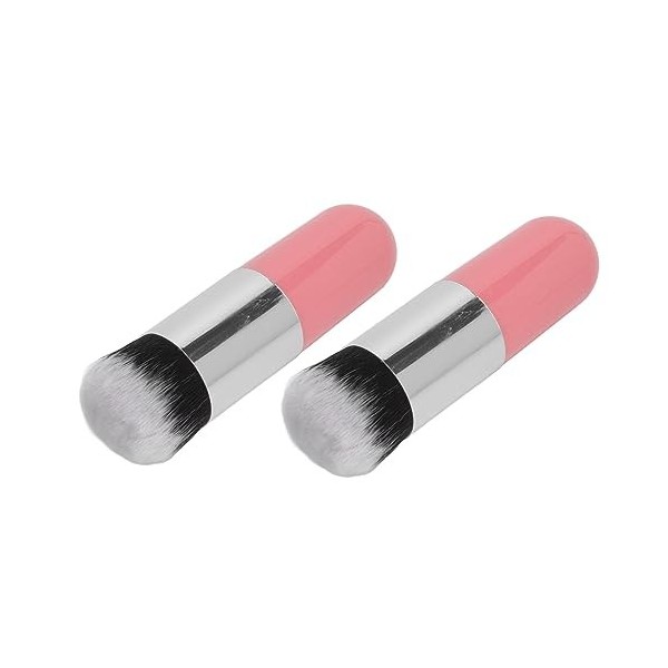 Lot de 2 Pinceaux de Maquillage pour Fond de Teint, Rose, Argent, potelé, Portables pour la Maison