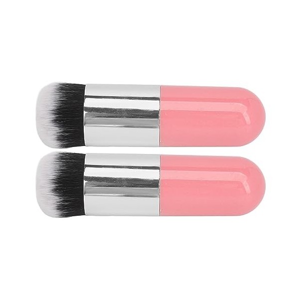 Lot de 2 Pinceaux de Maquillage pour Fond de Teint, Rose, Argent, potelé, Portables pour la Maison