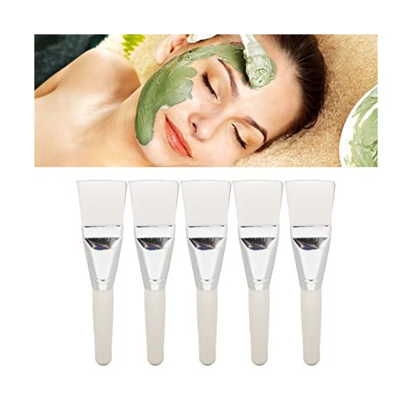 Brosse de Masque dargile, Cheveux Doux Portable 5pcs Brosse de Masque Facial Professionnel Manche Court Ergonomique pour la 