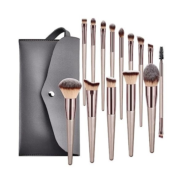 Ynnweft Lot de 14 outils de maquillage de haute qualité avec manche en bois pour poudre libre blush