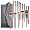 Ynnweft Lot de 14 outils de maquillage de haute qualité avec manche en bois pour poudre libre blush