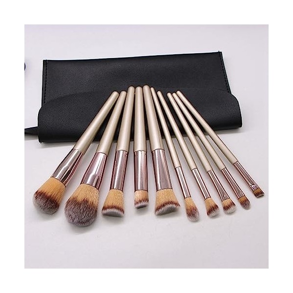 Ynnweft Lot de 14 outils de maquillage de haute qualité avec manche en bois pour poudre libre blush