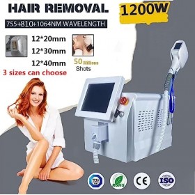 Machine Epilateur laser 808 DIODE avec 600W Écran Tactile Poignée, 755 808 1064 NM Épilation Permanente, 50 millions Flashs à