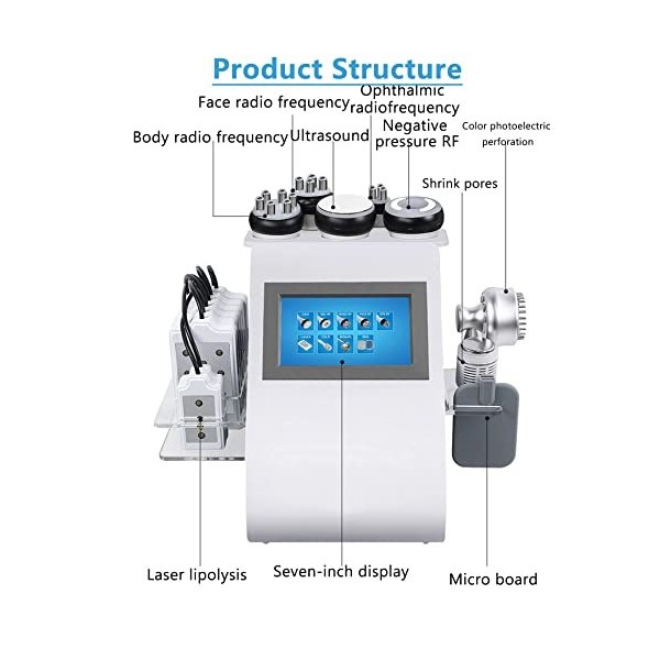 Machine De Beauté Corporelle 9 en 1 Dispositif De Cavitation 40K Masseur Professionnel À Radiofréquence pour Le Lifting De La