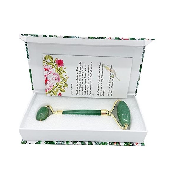 JUJETO Face Jade Roller Facial Jade Massage Rouleau Rose Rose Scraper Masse-Masseur Jade Face Slimming Face Natural Renvoi de