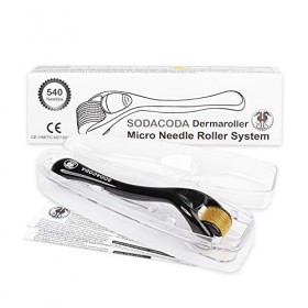 Sodacoda Derma Roller - 540 Micro-aiguilles en Titane et Acier Inoxydable, Longueur dAiguille: 1.00mm