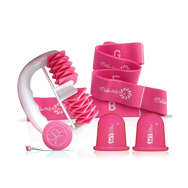 Stephanie Franck Beauty Pack Minceur - 1 Body Roller, 2 Ventouses, 1 Fitness Band rose 