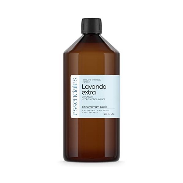 Essenciales - Hydrolat d’eau florale de lavande extra, 100 % pure et naturelle - 1 litre | Hydrolat de lavandula angustifolia