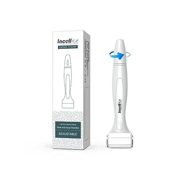 Dermastamp 0,25 mm à 3 mm - Aiguille Réglable - 140 Broches - En Titane - Microneedling - Derma Roller - Dermapen Face - Stam