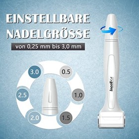 Dermastamp 0,25 mm à 3 mm - Aiguille Réglable - 140 Broches - En Titane - Microneedling - Derma Roller - Dermapen Face - Stam