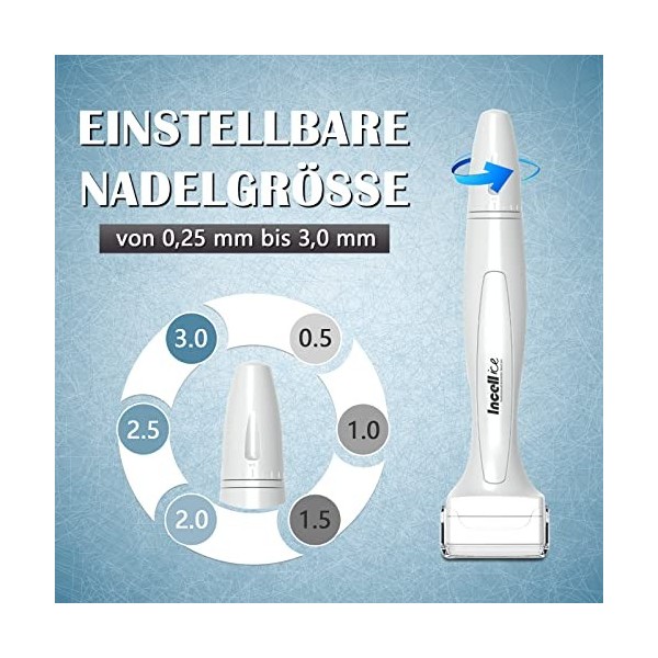 Dermastamp 0,25 mm à 3 mm - Aiguille Réglable - 140 Broches - En Titane - Microneedling - Derma Roller - Dermapen Face - Stam