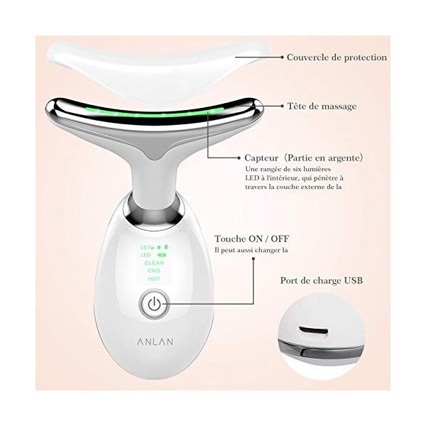 Appareil Anti Rides Visage, ANLAN Appareil de Beauté, Soins de la Peau Dispositif de Beauté avec Lifting EMS Massage, Tonific