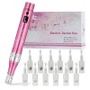 TBPHP M1 Électrique Derma pen 7 vitesses Écran LCD Avec 12Pcs Remplacement Cartouches Rose 