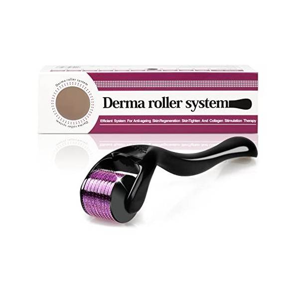 Derma Roller - Aiguilles 1,5 mm - 540 micro-aiguilles en titane pour le visage, la croissance des poils de barbe et les cicat