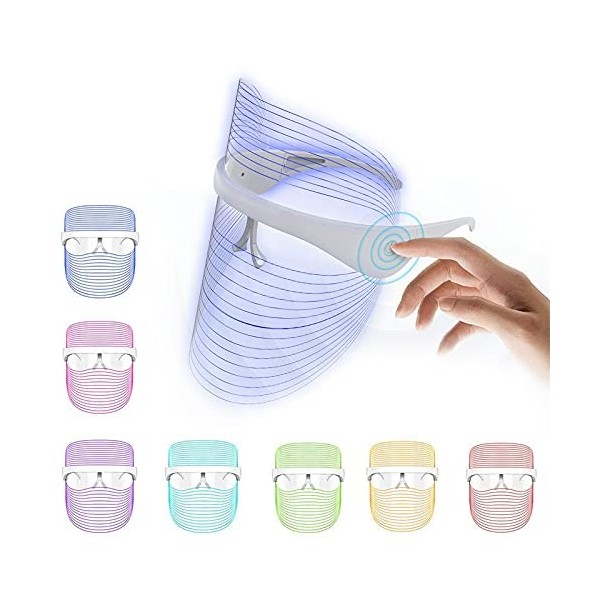 7 Couleur LED Masque luminothérapie, Beauty Masque photonique pour le rajeunissement de la peau Anti-âge Acné Tache Cicatrice