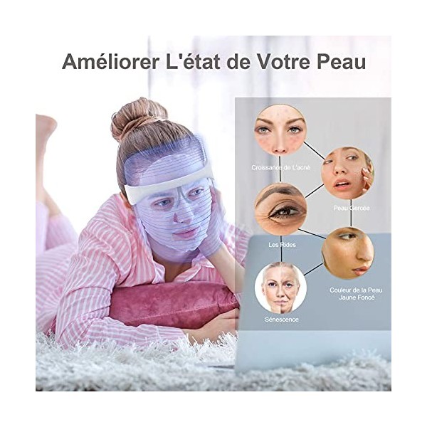 7 Couleur LED Masque luminothérapie, Beauty Masque photonique pour le rajeunissement de la peau Anti-âge Acné Tache Cicatrice