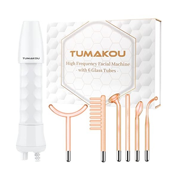 TUMAKOU Appareil Haute Frequence Esthetique Néon 6 en 1 - Appareil Visage Anti Ride - pour Soins pour le Visage,Traitement de