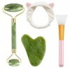 Gua Sha Visage et Jade Roller Visage, Guasha pour Visage Jade Roller La Relaxation Du Visage pour Anti-âge Anti-rides
