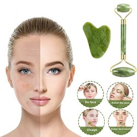 Gua Sha Visage et Jade Roller Visage, Guasha pour Visage Jade Roller La Relaxation Du Visage pour Anti-âge Anti-rides