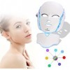 FAZJEUNE Masque Facial Luminothérapie, 7 Couleurs Masque LED Photon Lampe Photothérapie Beauté du Visage/Cou Soins de la Peau