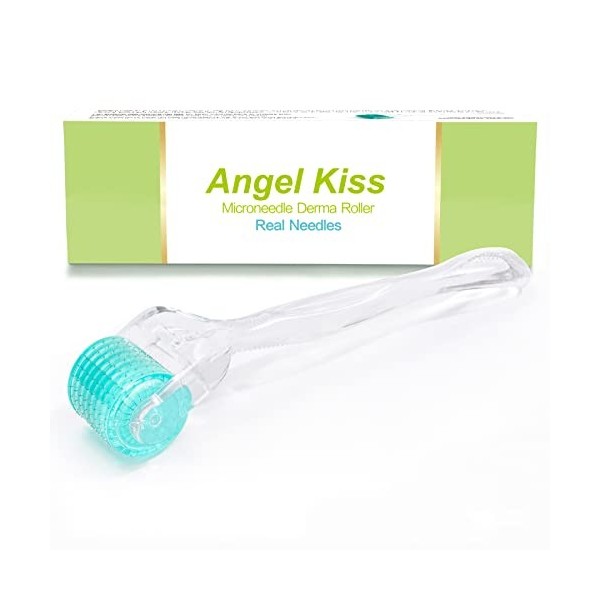 Angel Kiss Derma Roller REAL NEEDLE - 0.3mm Microneedling Roller for Face Body, 192 Individual Stainless Steel Needles, Best