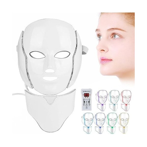 7 couleurs LED Face Mask For Spa Facial Light Skin Rejuvenation Neck Anti rides Acné Enlèvement de la peau Machine de rajeuni