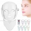 7 couleurs LED Face Mask For Spa Facial Light Skin Rejuvenation Neck Anti rides Acné Enlèvement de la peau Machine de rajeuni