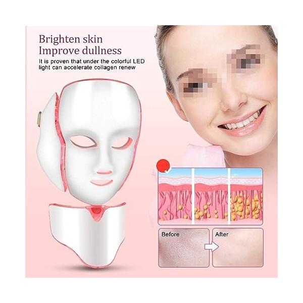7 couleurs LED Face Mask For Spa Facial Light Skin Rejuvenation Neck Anti rides Acné Enlèvement de la peau Machine de rajeuni
