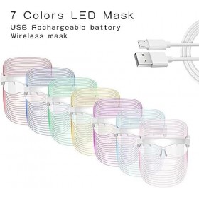 Masque de lumière de thérapie faciale LED, appareil de beauté de photon facial de thérapie de lumière de 7 couleurs pour le r
