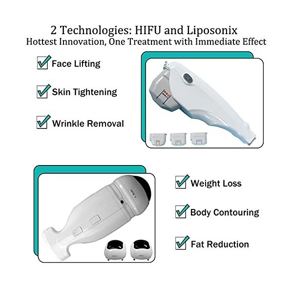 2 in 1 Machine, 2 Touch Screen Face Neck Lifting Wrinkle Removal Body Slimming Machine