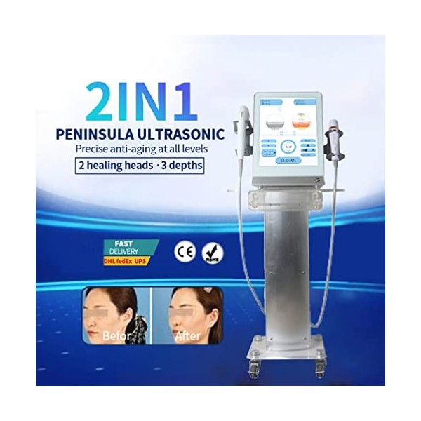 7D Hifu RF Machine Body Face Lifting, 2 en 1 portable v-max rf resserrement de la peau rajeunissement Enlève les rides autour