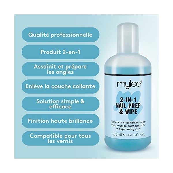 Mylee Prép et nettoyant + Dissolvant qualité salon, Manucure et pédicure avec systèmes UV LED, Dissolvant professionnel à l’a