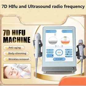 2 dans 1 Anti Ride Masseur 7D HIFU RF MACHINE 7 CARTRIDGES POUR LE FACE Soulever le corps Corps Resserrer le traitement indol
