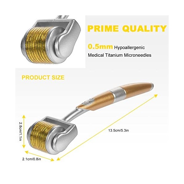 LOPHE Derma Roller, Derma Roller 0.5mm Dermaroller Visage, Roller Micro Aiguille pour Anti-rides Anti-âge Retrait de Cicatric