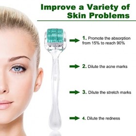 ACWOO Derma Roller, 0.5 mm Rouleau à Microonedling, Rouleau à Beard, Dermaroller Visage Pour Stimule Repousse Cheveux et Croi