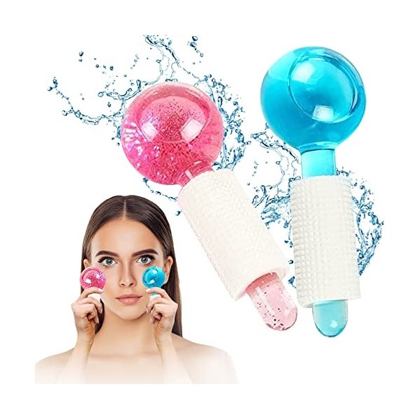 2 pcs Boules De Massage Faciales De Refroidissement, Cryo Roller Gelé Pour Massage Du Visage, Globes de Glace de Beauté pour 