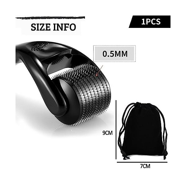 Rouleau pour betteraves, Dermaroller Barbe, Derma Roller, 0.5 mm Dermaroller Visage, Velvet Bags, Cordon de Serrage en Velour