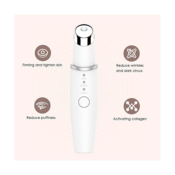 TOUCHBeauty Massage des Yeux Appareil, 3 en 1 Anti Age Masseur Oculaire Anti-âge Chauffant 40℃ avec Vibration à Haute Fréquen
