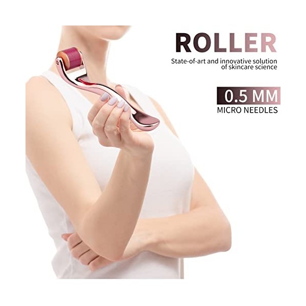 Dermaroller 540 Diswoe, Derma Roller Visage 0.5mm Microneedle Anti-wrinkle Vergetures Enlèvement des cicatrices lacné Stimul