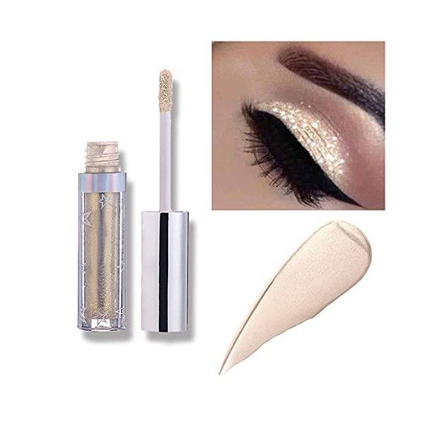 Allbesta Fard à paupières longue durée Liquide Maquillage Métaux chatoyants Stylo brillant Ombre à paupières imperméable 10