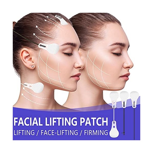 Face Lift Tape, 60 Pièces Lifting Visage Autocollant, Invisible de Levage de Visage en Forme de V, Lifting Cou et Yeux Menton