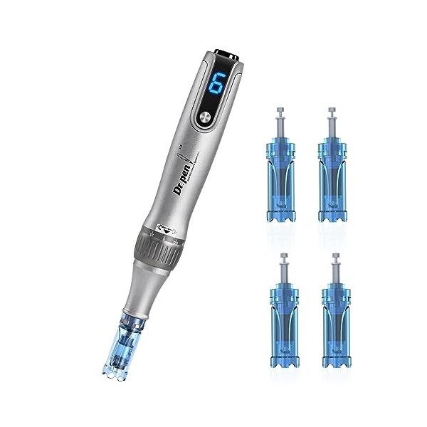 Dermapen, Dr pen Stylo électrique sans fil M8S Microneedle avec cartouches 36 PIN х 3 et 12 PIN х 1 Aiguilles pour les rides,