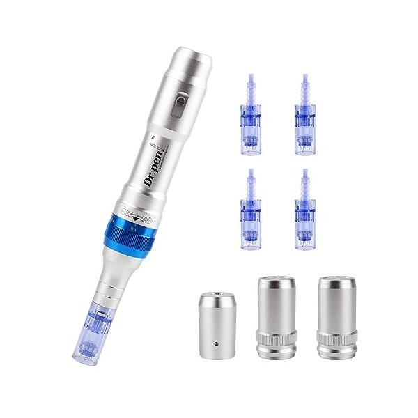 Dermapen, Dr pen Stylo électrique sans fil M8S Microneedle avec cartouches 36 PIN х 3 et 12 PIN х 1 Aiguilles pour les rides,