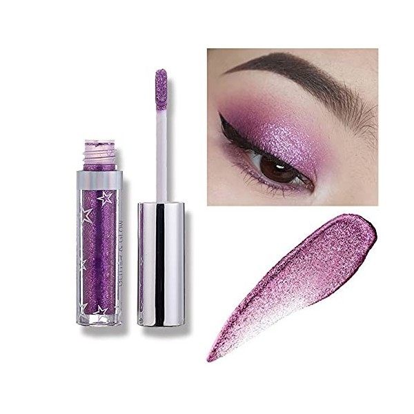 Allbesta Fard à paupières longue durée Liquide Maquillage Métaux chatoyants Stylo brillant Ombre à paupières imperméable 10