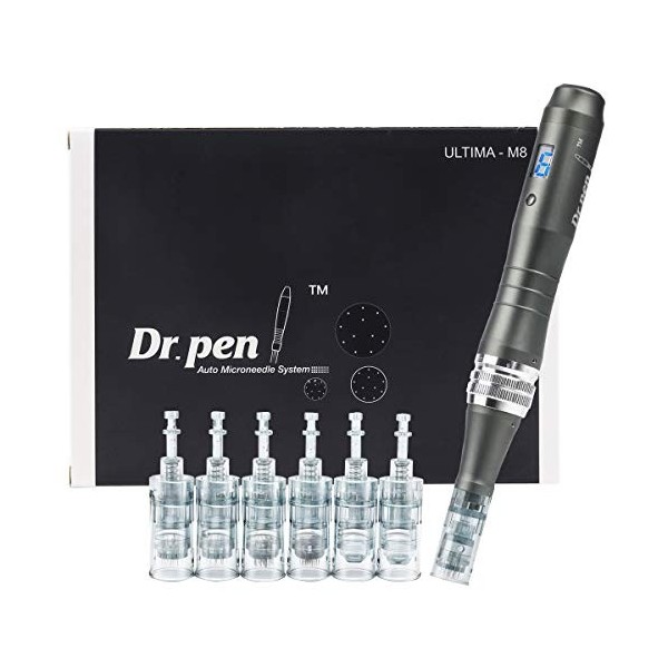 Dermapen, Dr pen Stylo électrique sans fil M8S Microneedle avec cartouches 36 PIN х 3 et 12 PIN х 1 Aiguilles pour les rides,