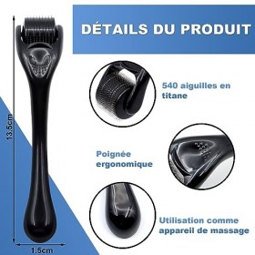 VEGCOO 2PCS Derma Roller 0.5mm&1mm, Dermaroller avec 540 aiguilles, Pour la Régénération de la Peau, Les Soins du Visage, Sti