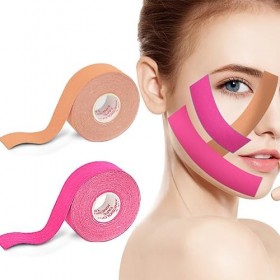 Lot de 2 rouleaux de ruban adhésif anti-rides 500 cm x 2,5 cm pour le visage, les yeux, le cou, le visage, les yeux, le cou