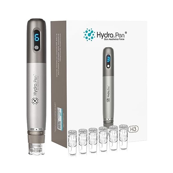 Dr.pen Microneedling Dermapen Hydra Pen H3 sans fil 2 en 1 avec 6 aiguilles de rechange 12 broches, 6 niveaux de vitesse 0-1,