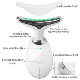 LoQuick Appareil Anti Ride Cou Visage, Électrique Appareils de Tonification avec Lifting EMS Massage pour le Visage Femme, 3 
